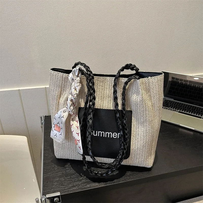 Women's Large Capacity Fashion Woven Spring Straw Crossbody Bags