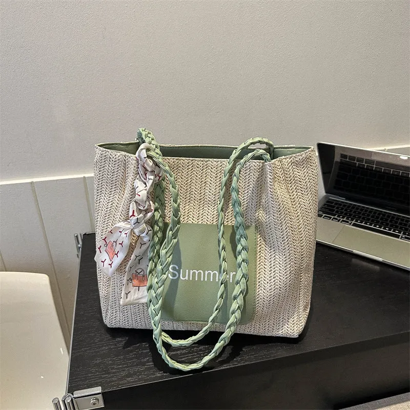 Women's Large Capacity Fashion Woven Spring Straw Crossbody Bags