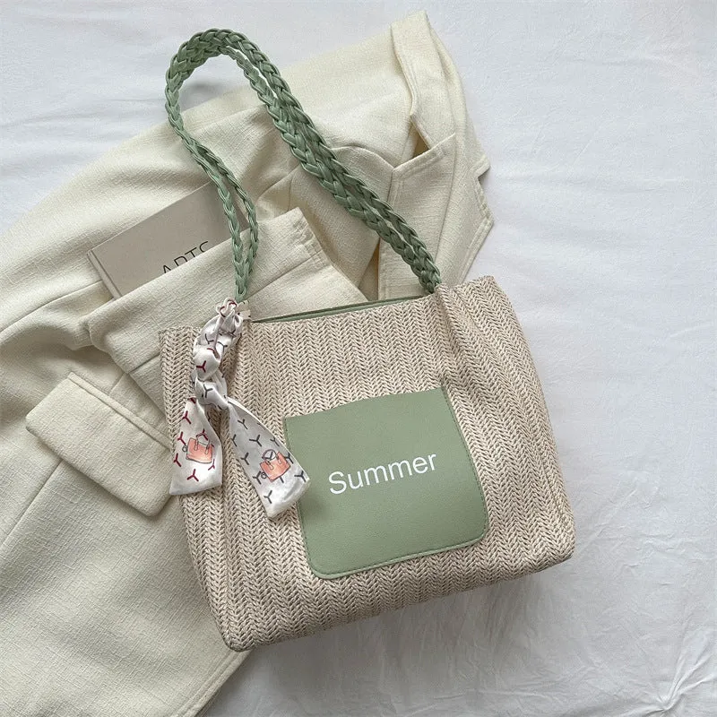Women's Large Capacity Fashion Woven Spring Straw Crossbody Bags