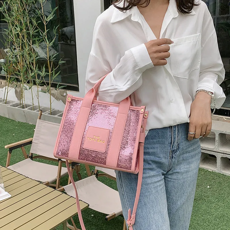 Women's Large Capacity Portable Fashionable Sequins Shoulder Bags