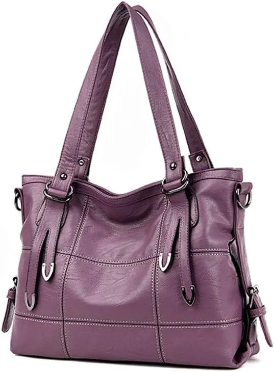 Womens Leather Top Handle Satchel Purse, Tote Handbag Large Capacity Shoulder Bag