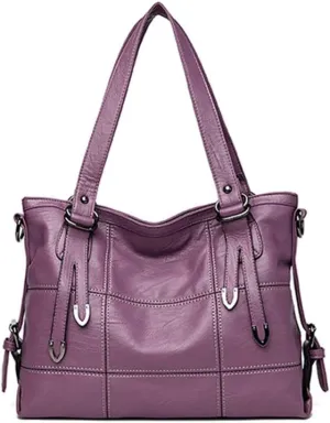 Womens Leather Top Handle Satchel Purse, Tote Handbag Large Capacity Shoulder Bag