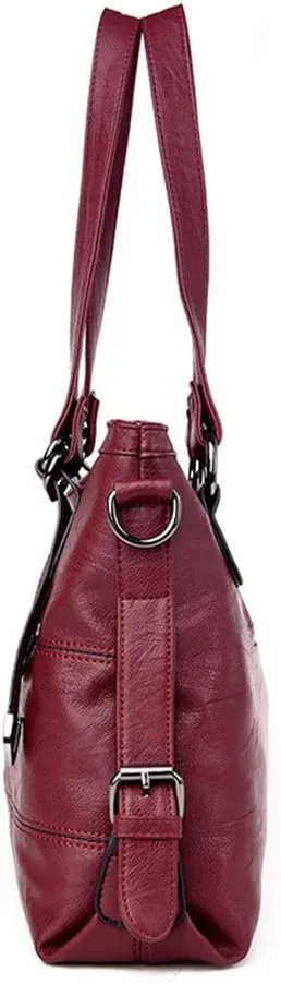Womens Leather Top Handle Satchel Purse, Tote Handbag Large Capacity Shoulder Bag
