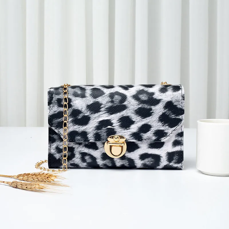 Women's Mini Leopard Print Vintage Chain Classic Crossbody Bags