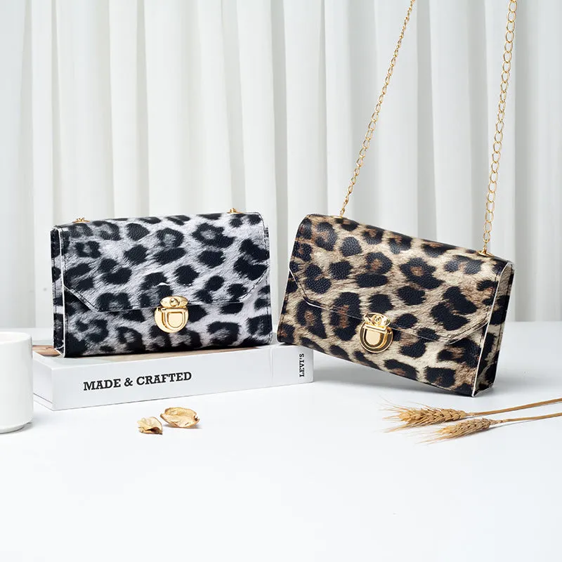 Women's Mini Leopard Print Vintage Chain Classic Crossbody Bags