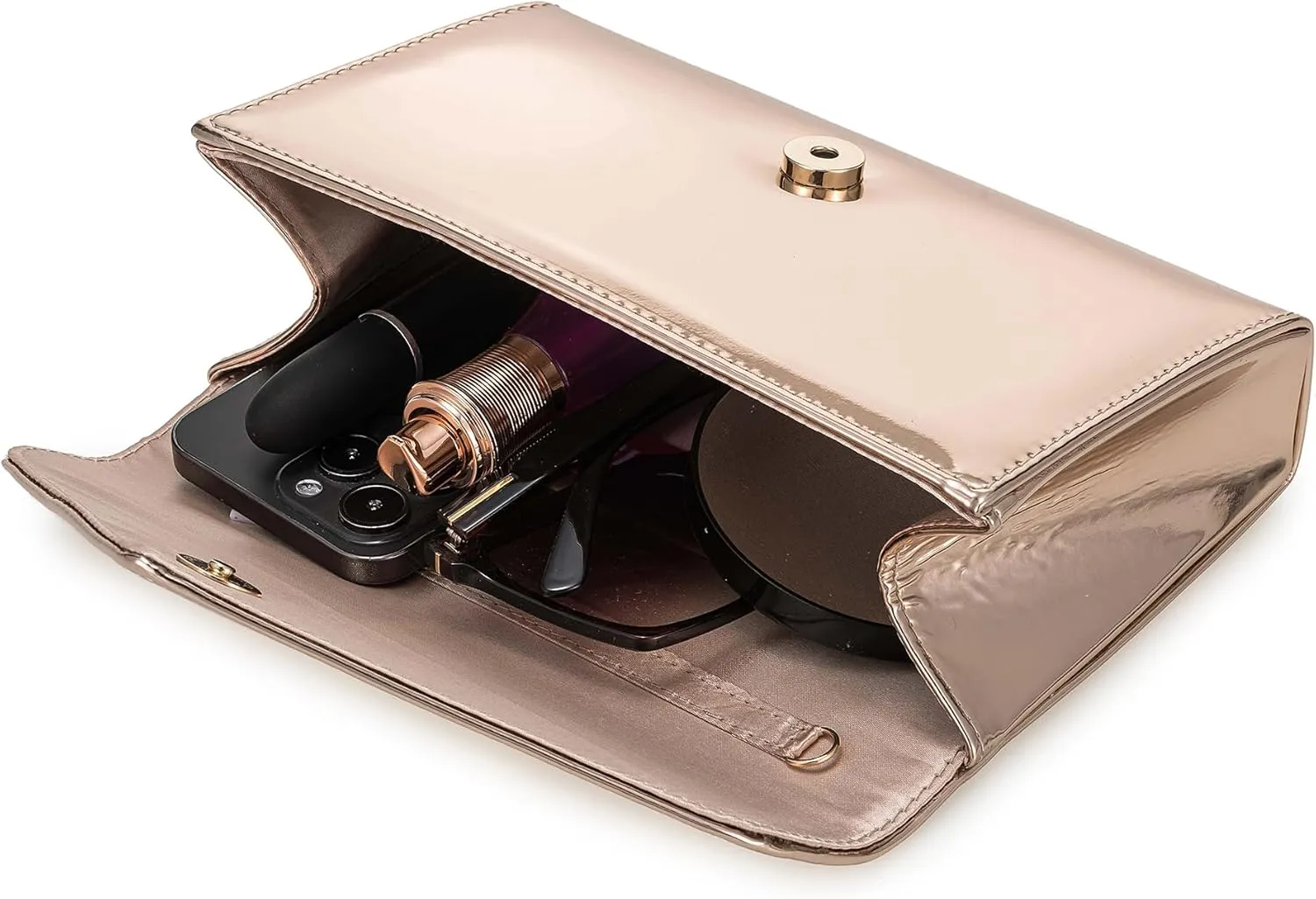 Women’s Mirrored Metallic Faux Leather Evening Bag Glimmering Clutch Purse for Prom/Cocktail/Wedding/Party
