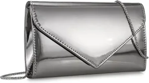 Women’s Mirrored Metallic Faux Leather Evening Bag Glimmering Clutch Purse for Prom/Cocktail/Wedding/Party
