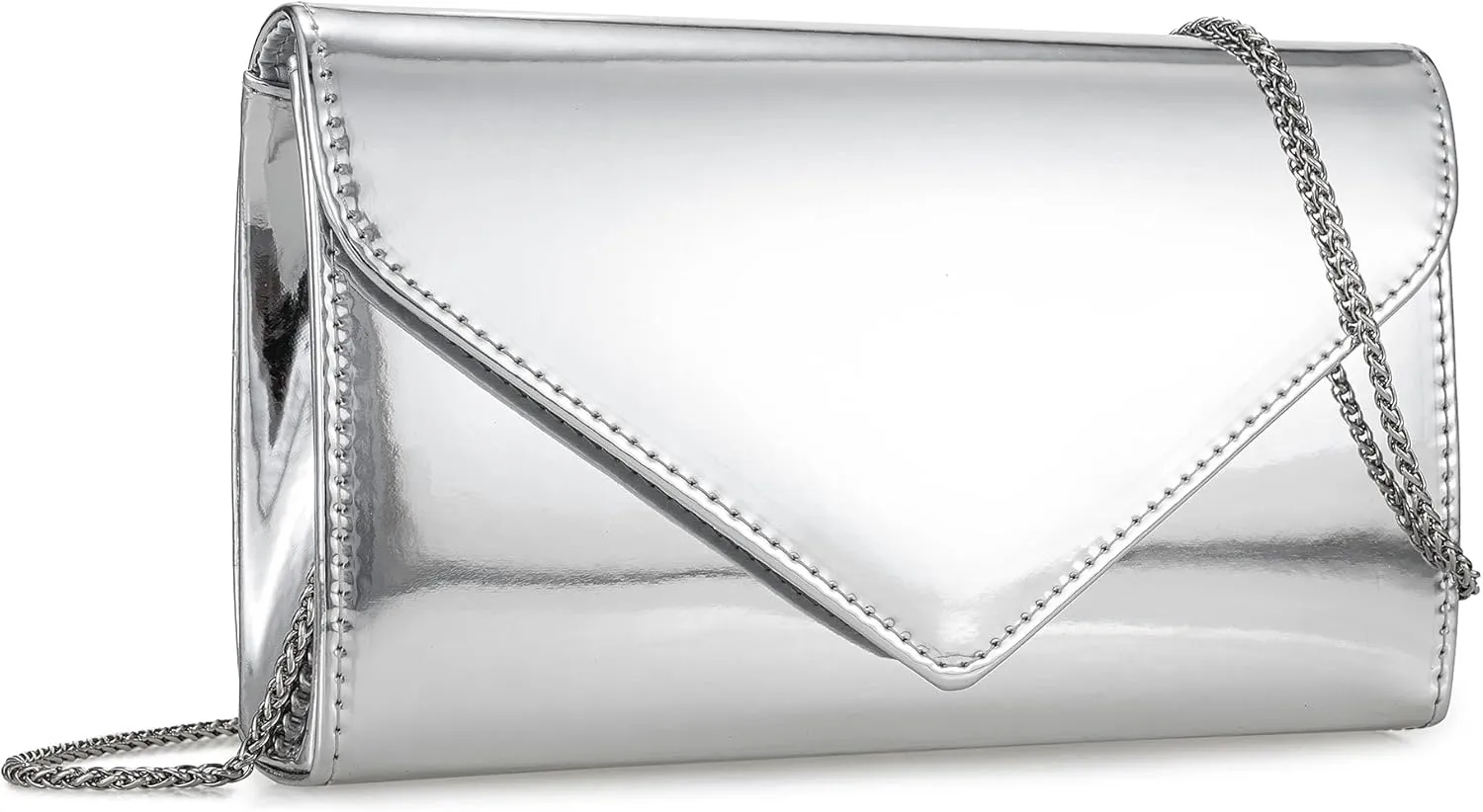 Women’s Mirrored Metallic Faux Leather Evening Bag Glimmering Clutch Purse for Prom/Cocktail/Wedding/Party