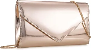 Women’s Mirrored Metallic Faux Leather Evening Bag Glimmering Clutch Purse for Prom/Cocktail/Wedding/Party