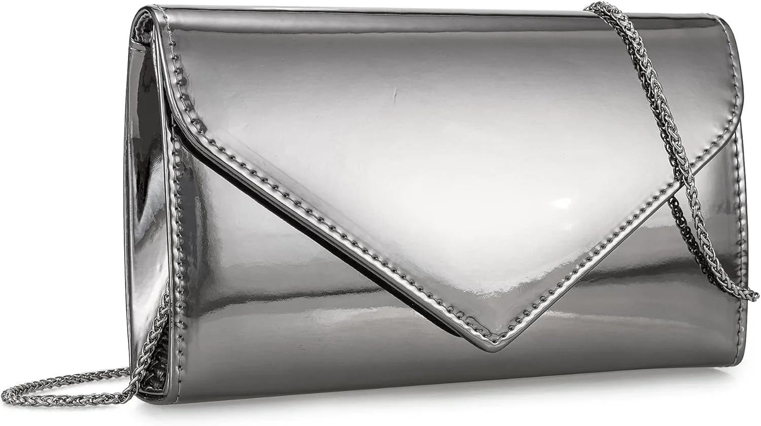 Women’s Mirrored Metallic Faux Leather Evening Bag Glimmering Clutch Purse for Prom/Cocktail/Wedding/Party