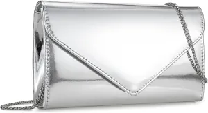 Women’s Mirrored Metallic Faux Leather Evening Bag Glimmering Clutch Purse for Prom/Cocktail/Wedding/Party