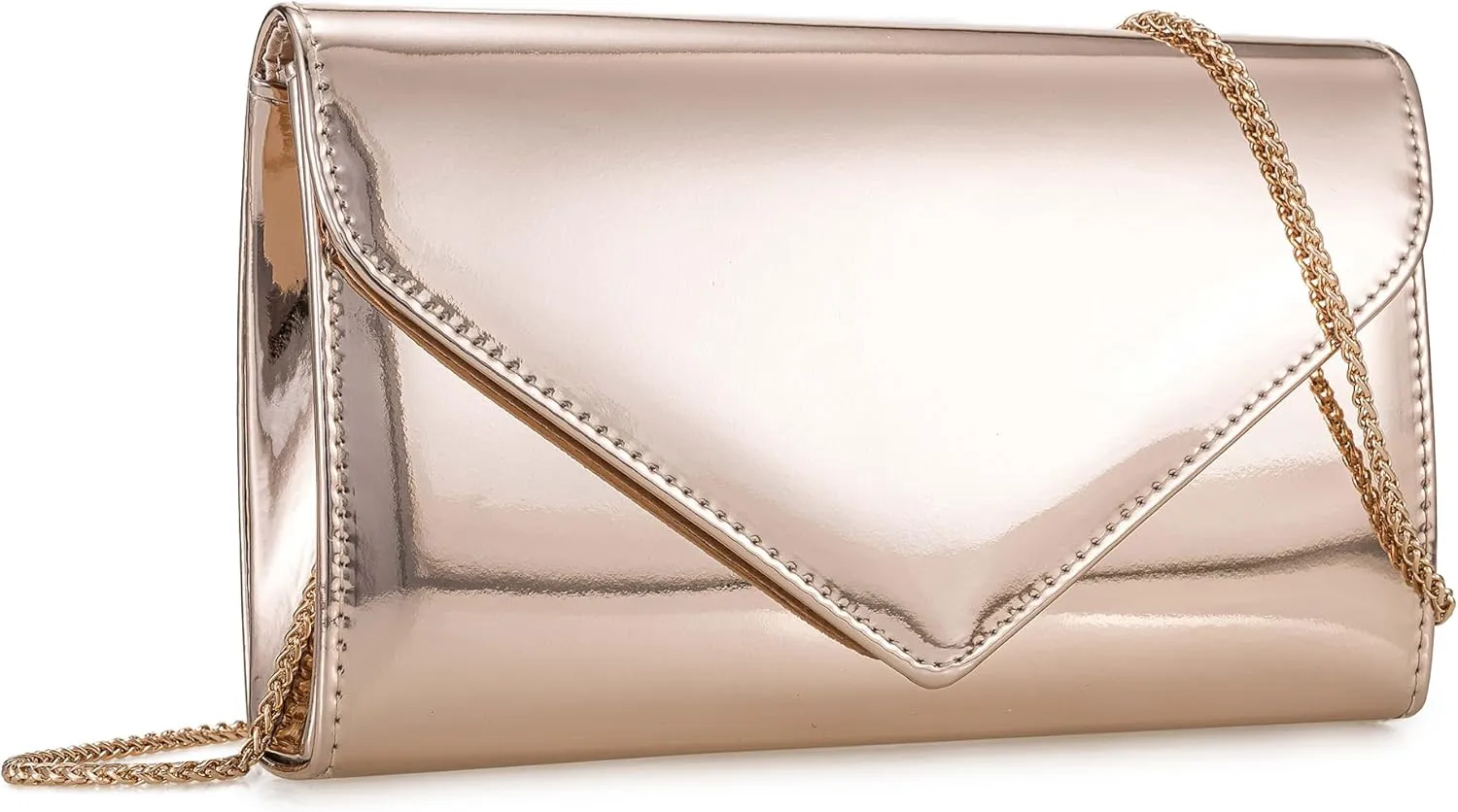 Women’s Mirrored Metallic Faux Leather Evening Bag Glimmering Clutch Purse for Prom/Cocktail/Wedding/Party