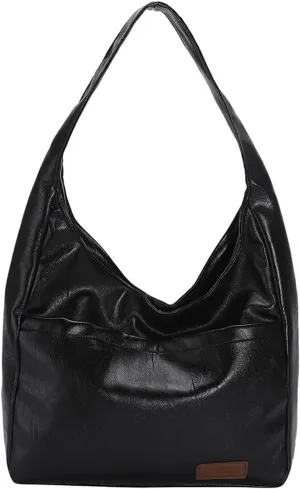 Women's Pleated Hobo Shoulder Bag Pu Leather Clutch Handbag Unisex Hobo