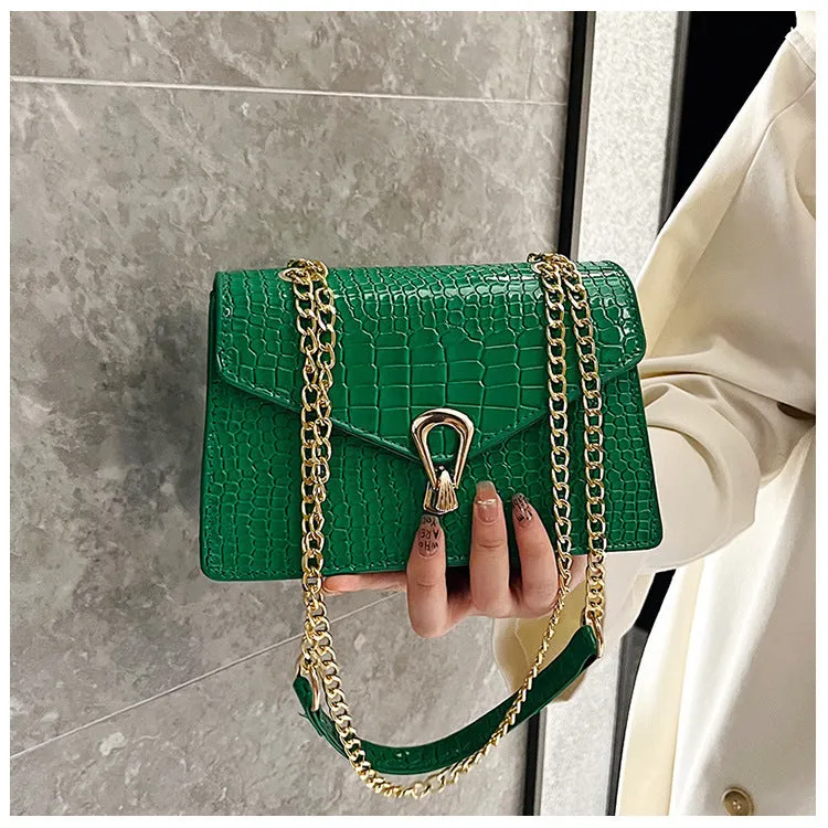 Women's Red Crocodile Pattern Chain Springtide Flow Crossbody Bags