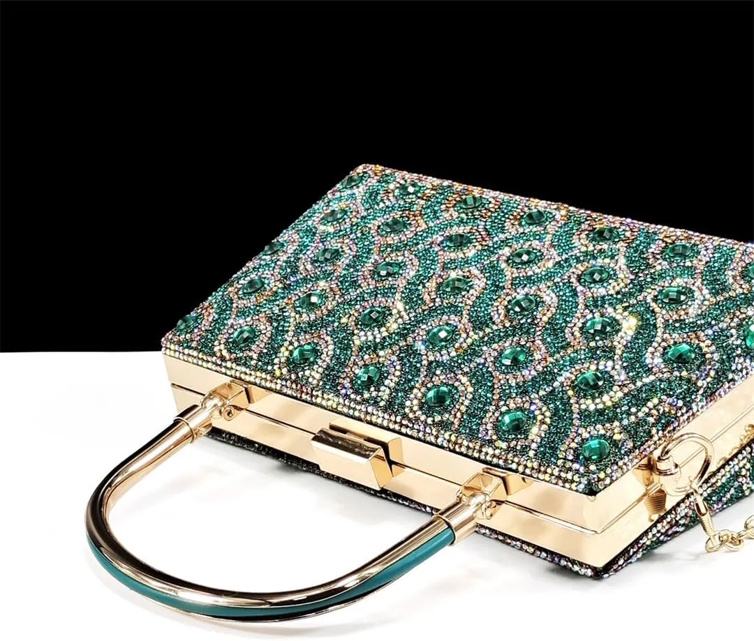 Women’S Rhinestone Open Toe High Heels and Matching Bag Set with Strange Heel Design for Party