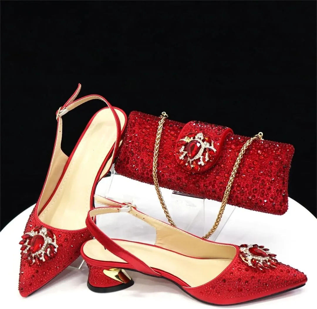 Women’S Silver Stone Pumps and Bag Set with Medium Heels and Crystal Embellishments for Parties