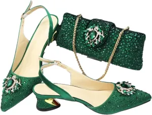 Women’S Silver Stone Pumps and Bag Set with Medium Heels and Crystal Embellishments for Parties