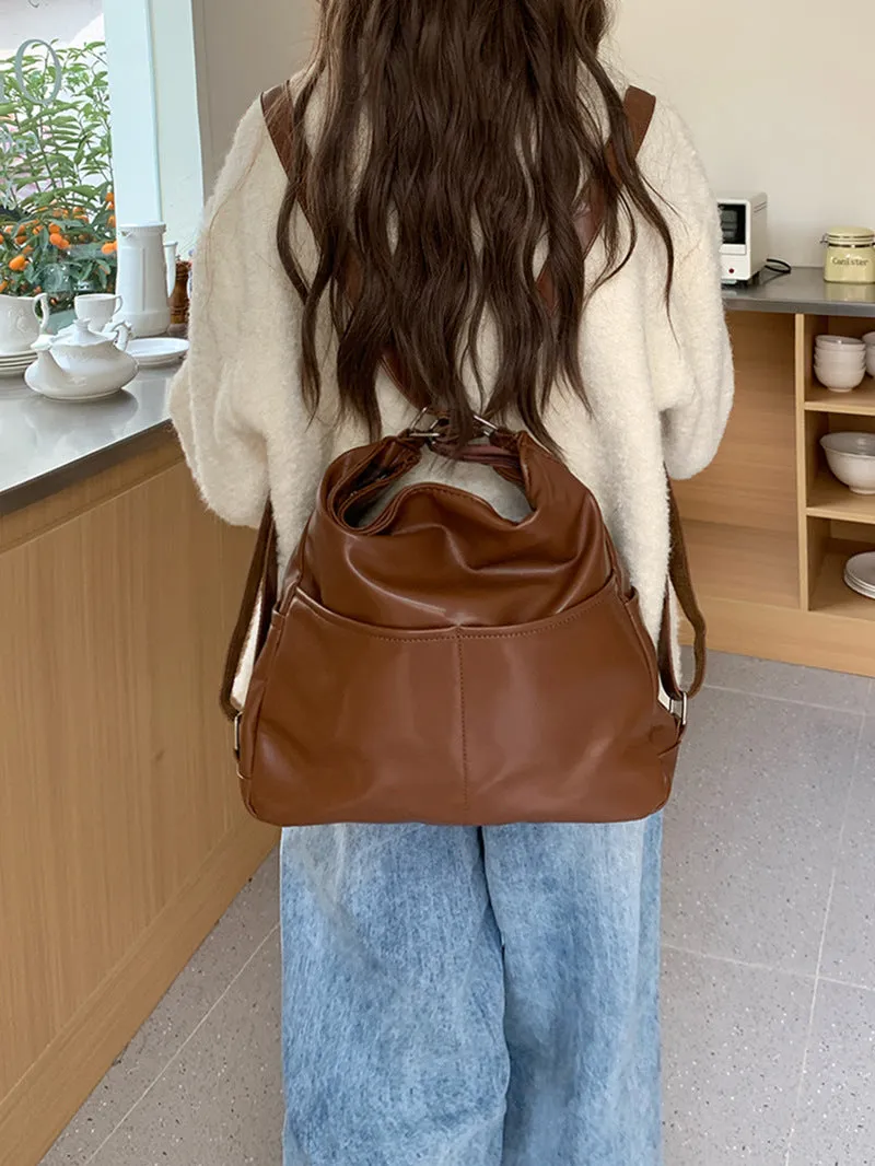 Women's Spring Soft Leather Large Capacity Commuter Shoulder Bags