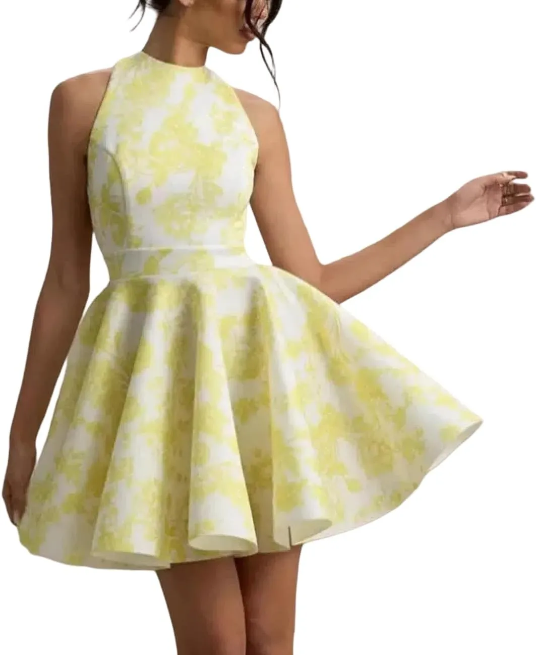 Women's Straps Waist Slim Temperament Printed Halter Mini Dress
