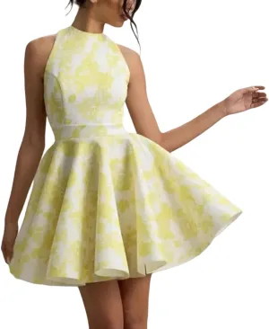 Women's Straps Waist Slim Temperament Printed Halter Mini Dress
