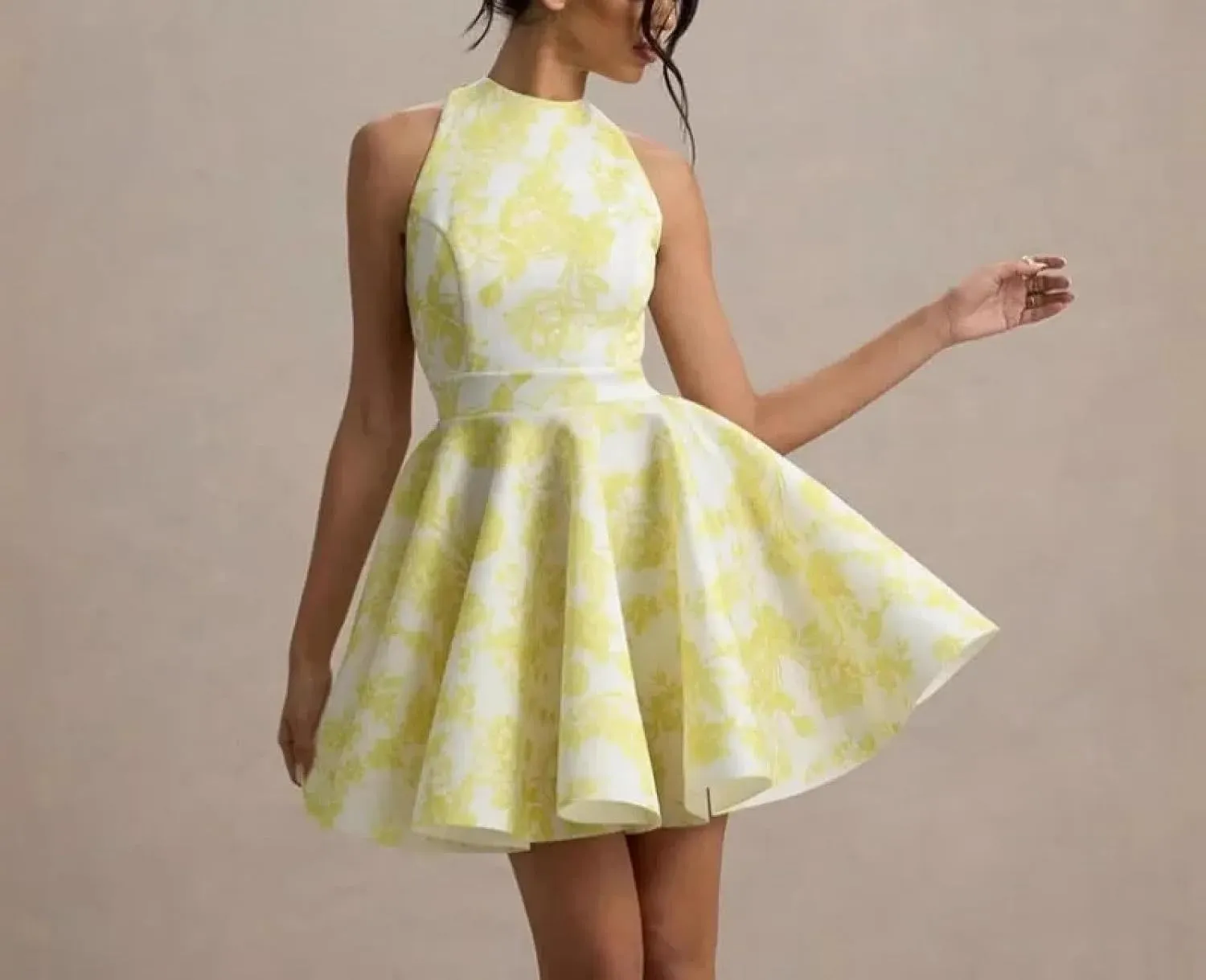 Women's Straps Waist Slim Temperament Printed Halter Mini Dress