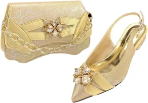 Women’S Stylish Pink Italian Pumps and Matching Bag Set with Peep Toe Design for Wedding Party