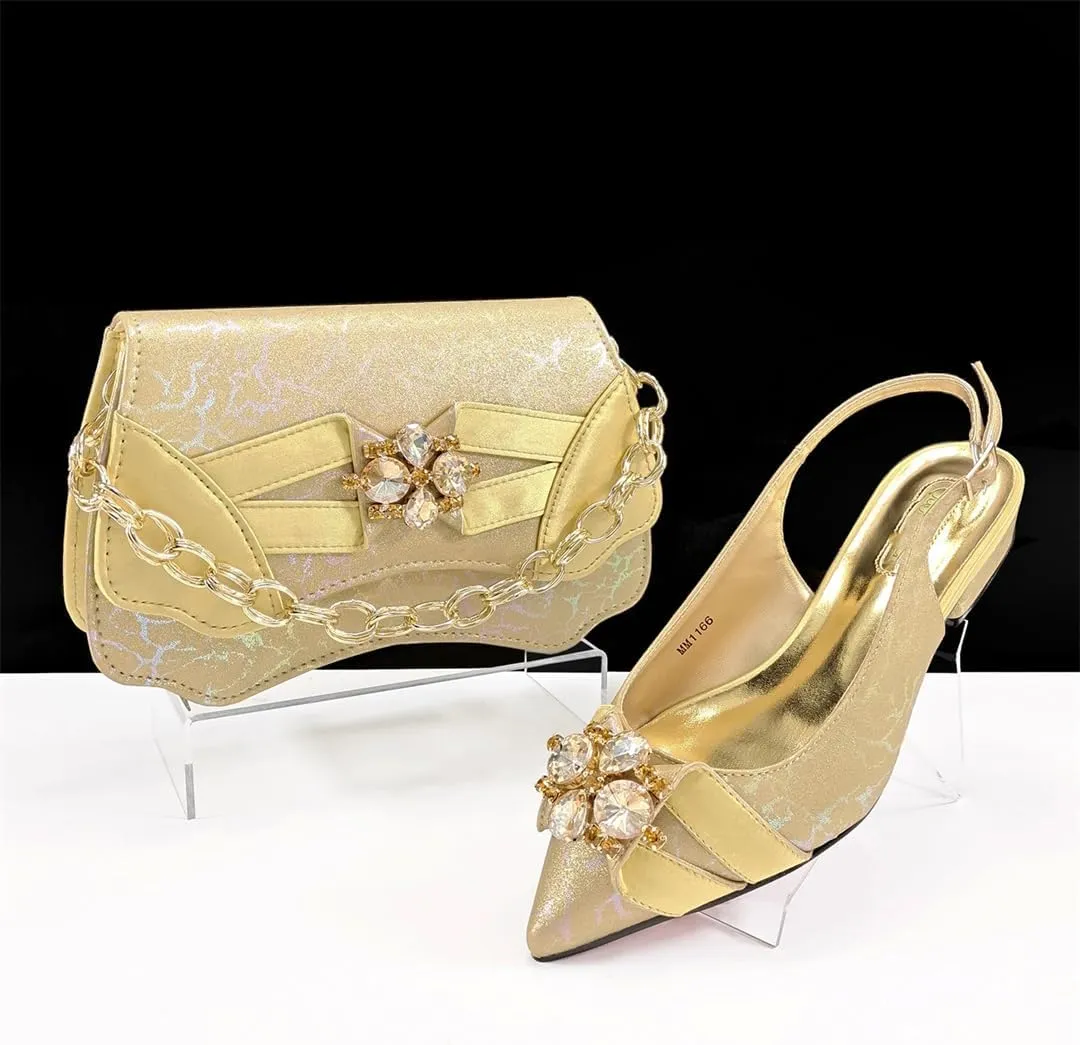 Women’S Stylish Pink Italian Pumps and Matching Bag Set with Peep Toe Design for Wedding Party