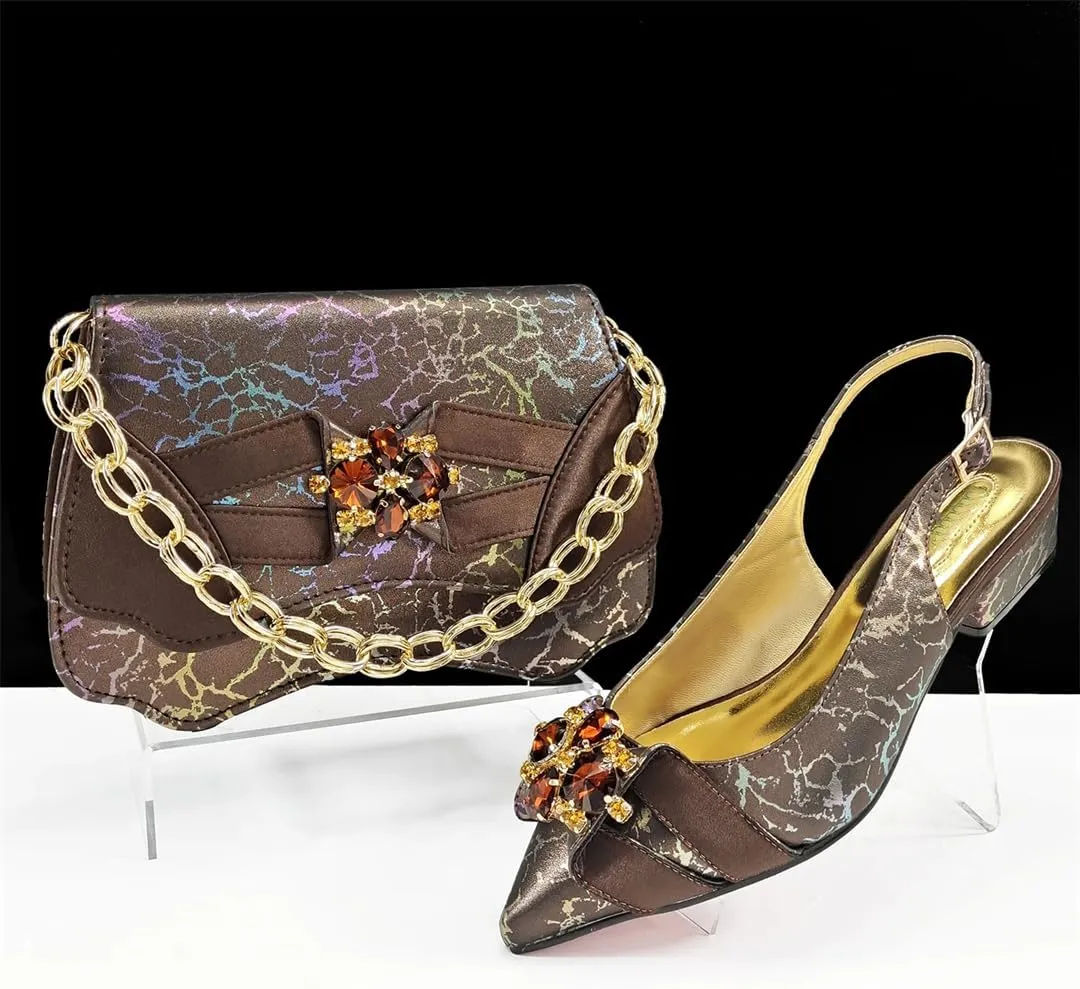 Women’S Stylish Pink Italian Pumps and Matching Bag Set with Peep Toe Design for Wedding Party
