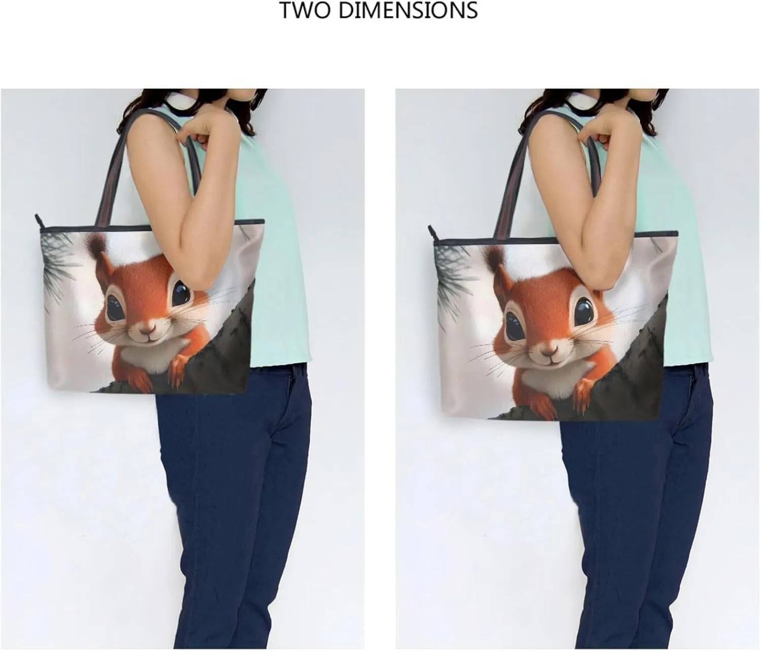 Women's Tote Bag Curious Animal Print, Large Capacity Zipper Shoulder Bags Pruse Handbag Reusable Grocery Bag Large