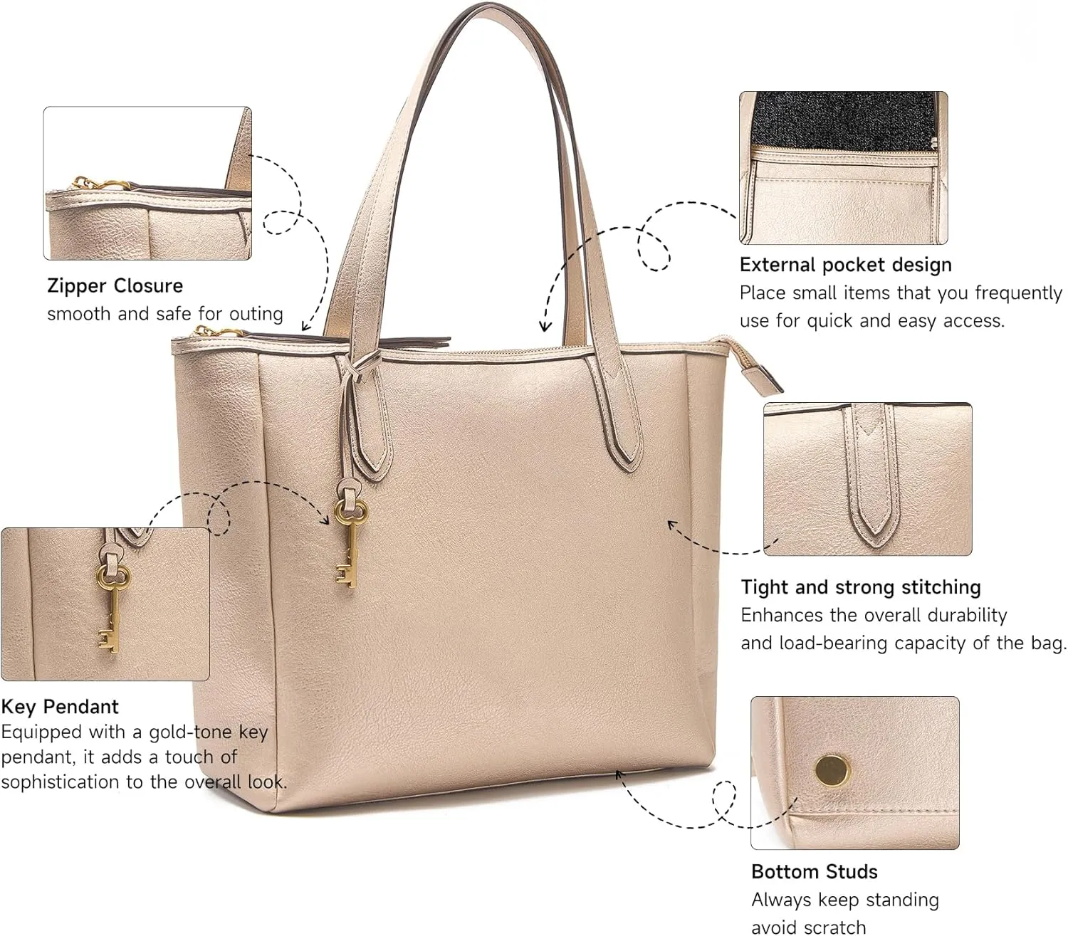 Women's Tote Bag Leather Handbag for Women 16L Large Capacity Travel Purses Ladies Shoulder Bags