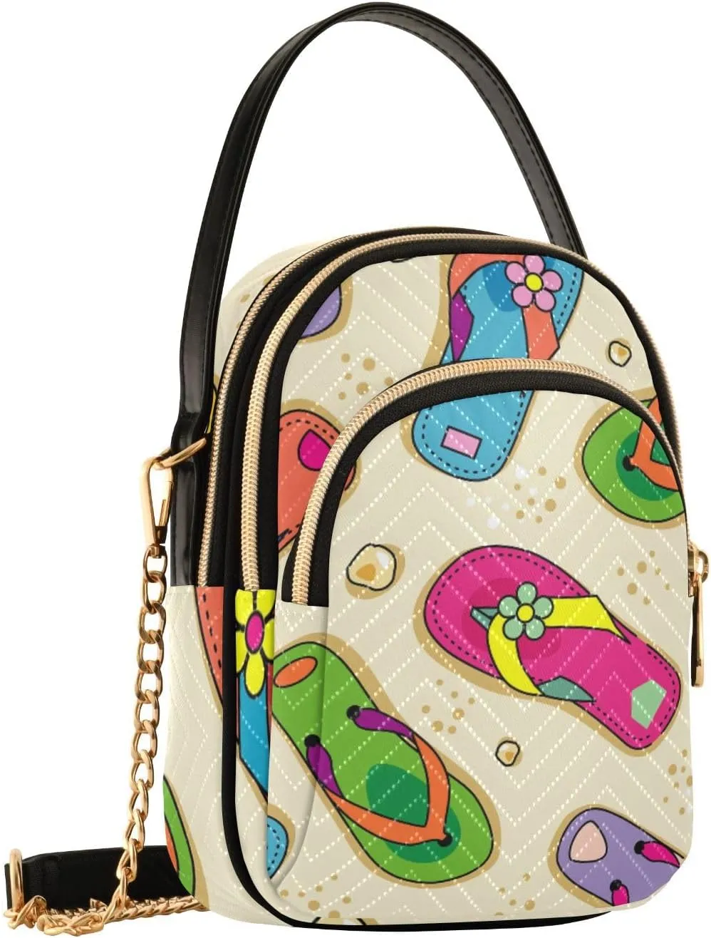 Women's Wave Cross Body Chest Bag, 52 inch Gold Chain Shoulder Handbag Purse