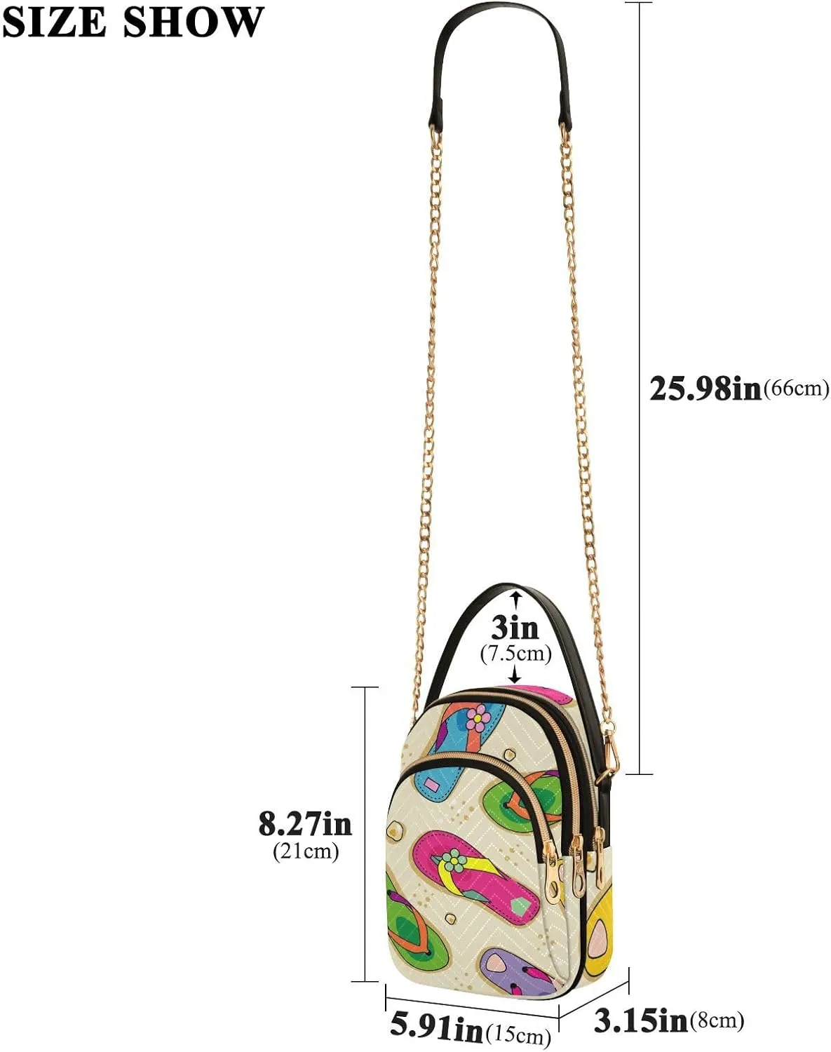 Women's Wave Cross Body Chest Bag, 52 inch Gold Chain Shoulder Handbag Purse