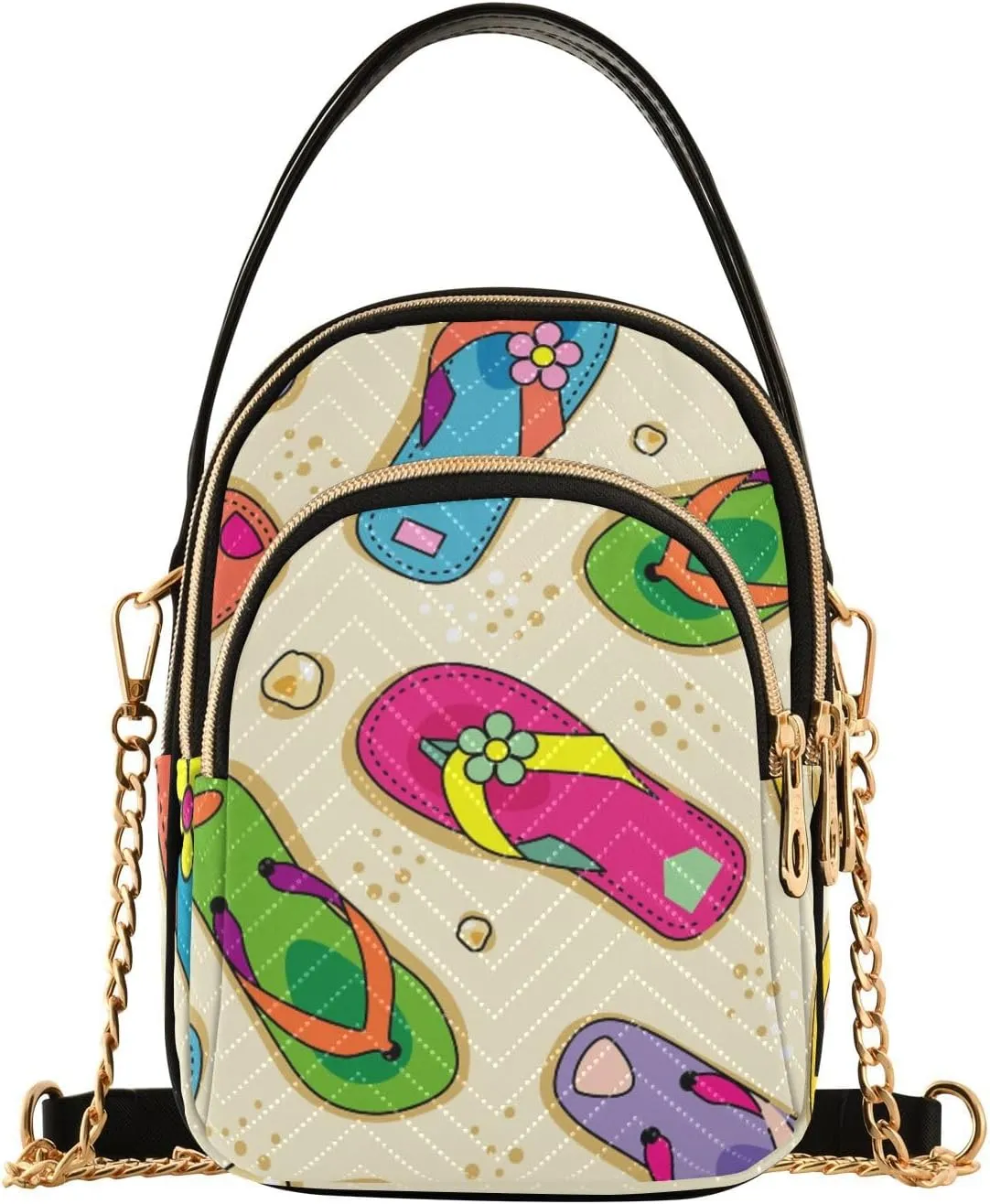 Women's Wave Cross Body Chest Bag, 52 inch Gold Chain Shoulder Handbag Purse