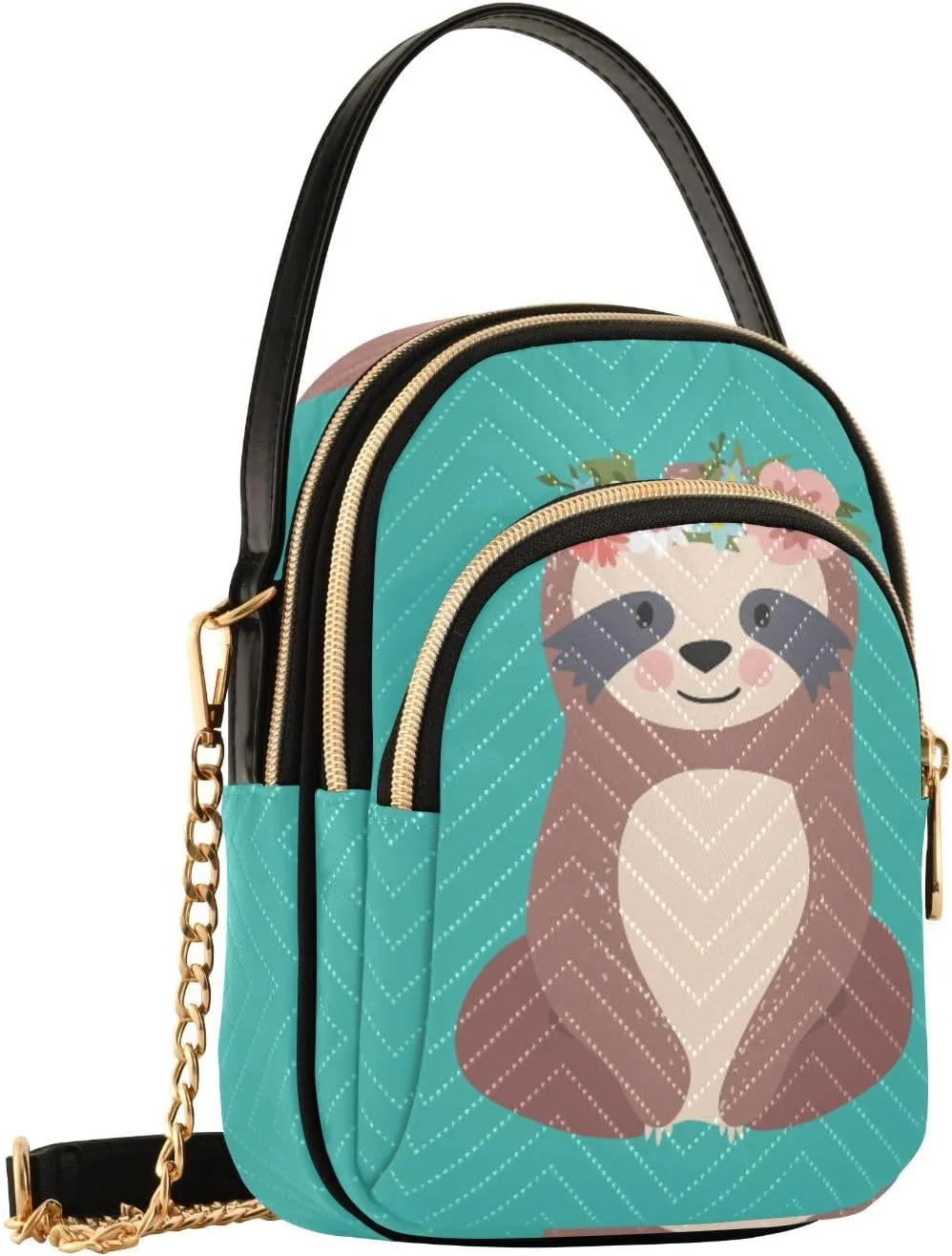 Women's Wave Cross Body Chest Bag, 52 inch Gold Chain Shoulder Handbag Purse