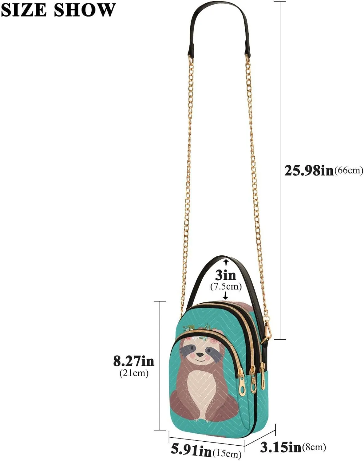 Women's Wave Cross Body Chest Bag, 52 inch Gold Chain Shoulder Handbag Purse