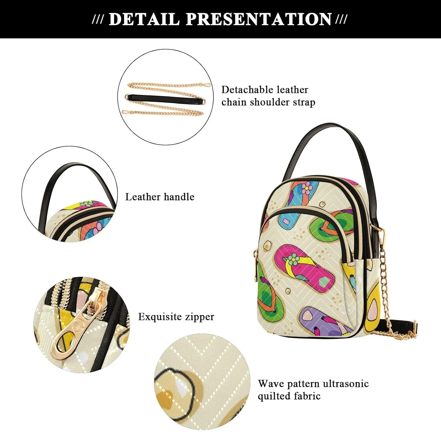 Women's Wave Cross Body Chest Bag, 52 inch Gold Chain Shoulder Handbag Purse