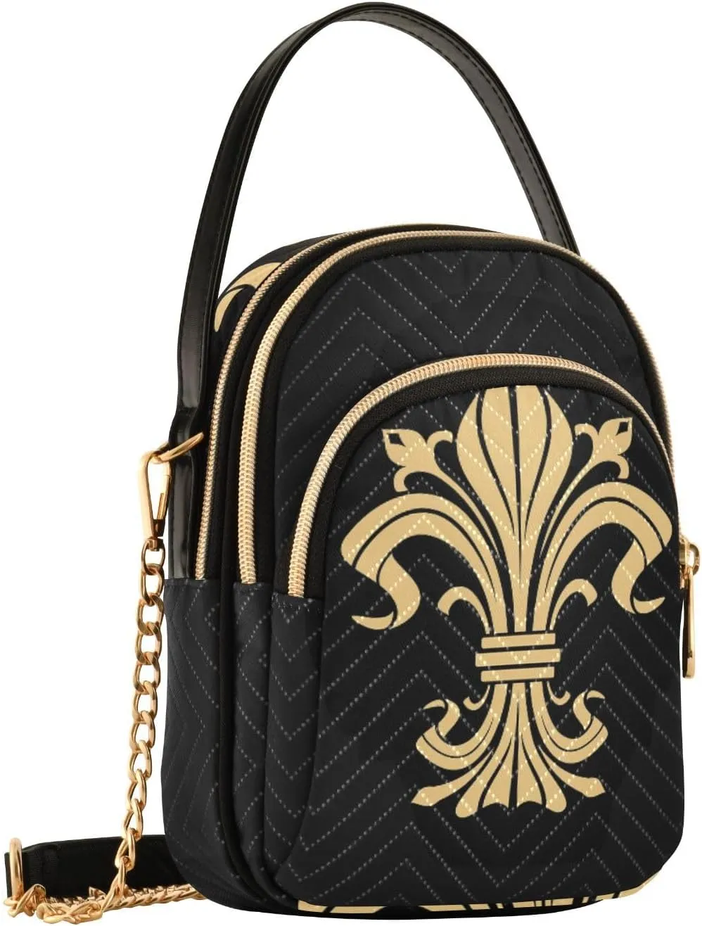 Women's Wave Cross Body Chest Bag, 52 inch Gold Chain Shoulder Handbag Purse