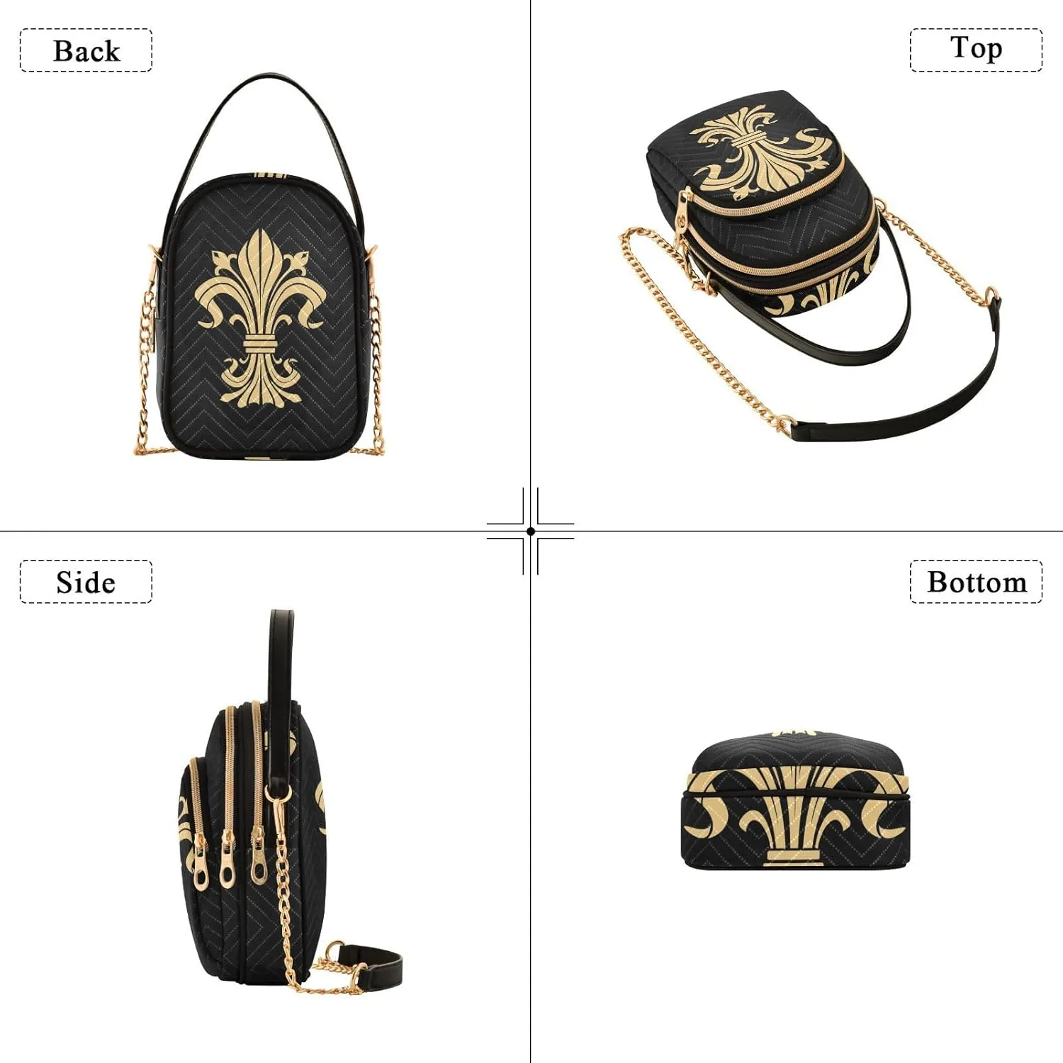 Women's Wave Cross Body Chest Bag, 52 inch Gold Chain Shoulder Handbag Purse