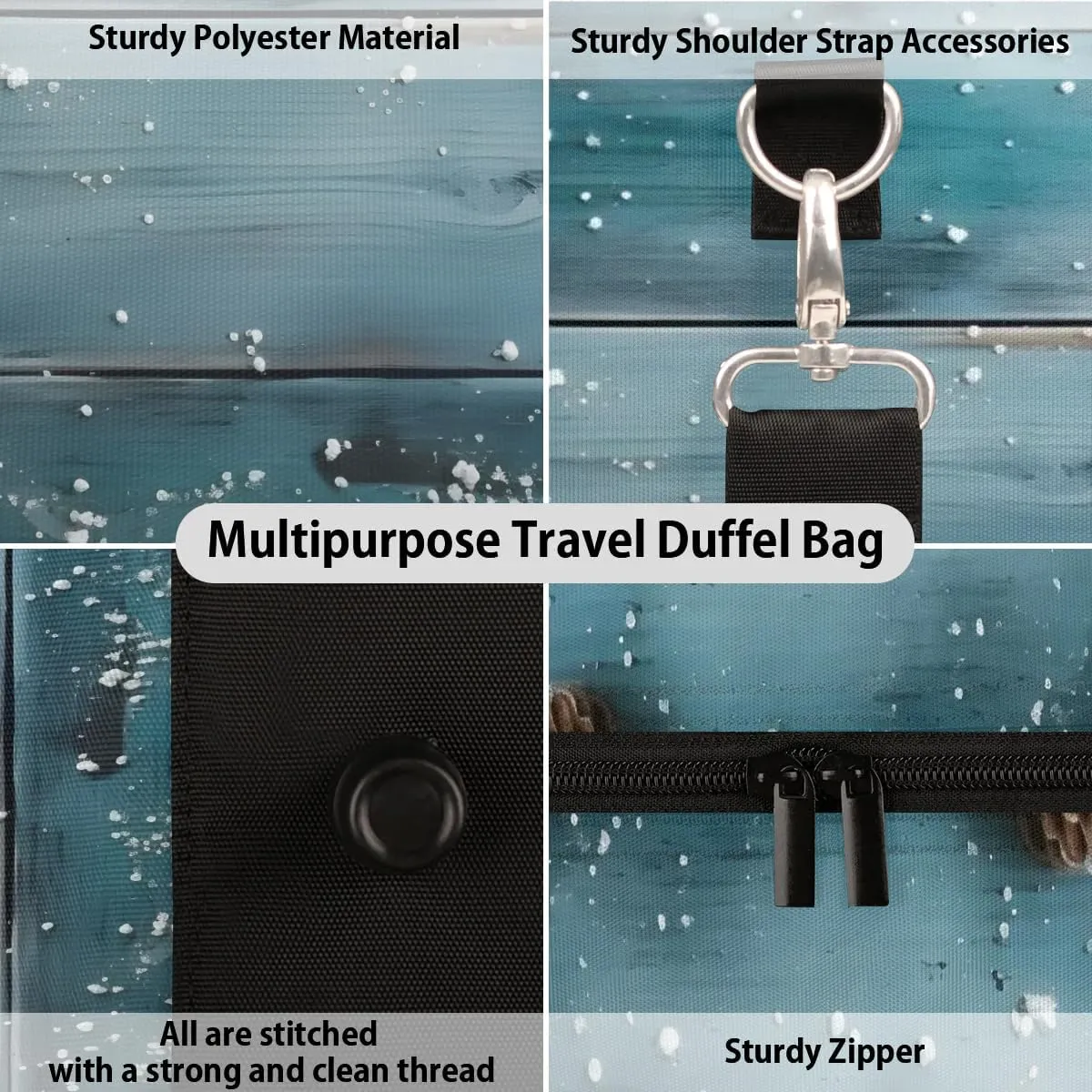 Wood Grain Xmas Ball Travel Duffel Bag for Women Men Waterproof Foldable Overnight Weekender Bag Large Capacity Sports Gym Bag