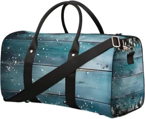 Wood Grain Xmas Ball Travel Duffel Bag for Women Men Waterproof Foldable Overnight Weekender Bag Large Capacity Sports Gym Bag