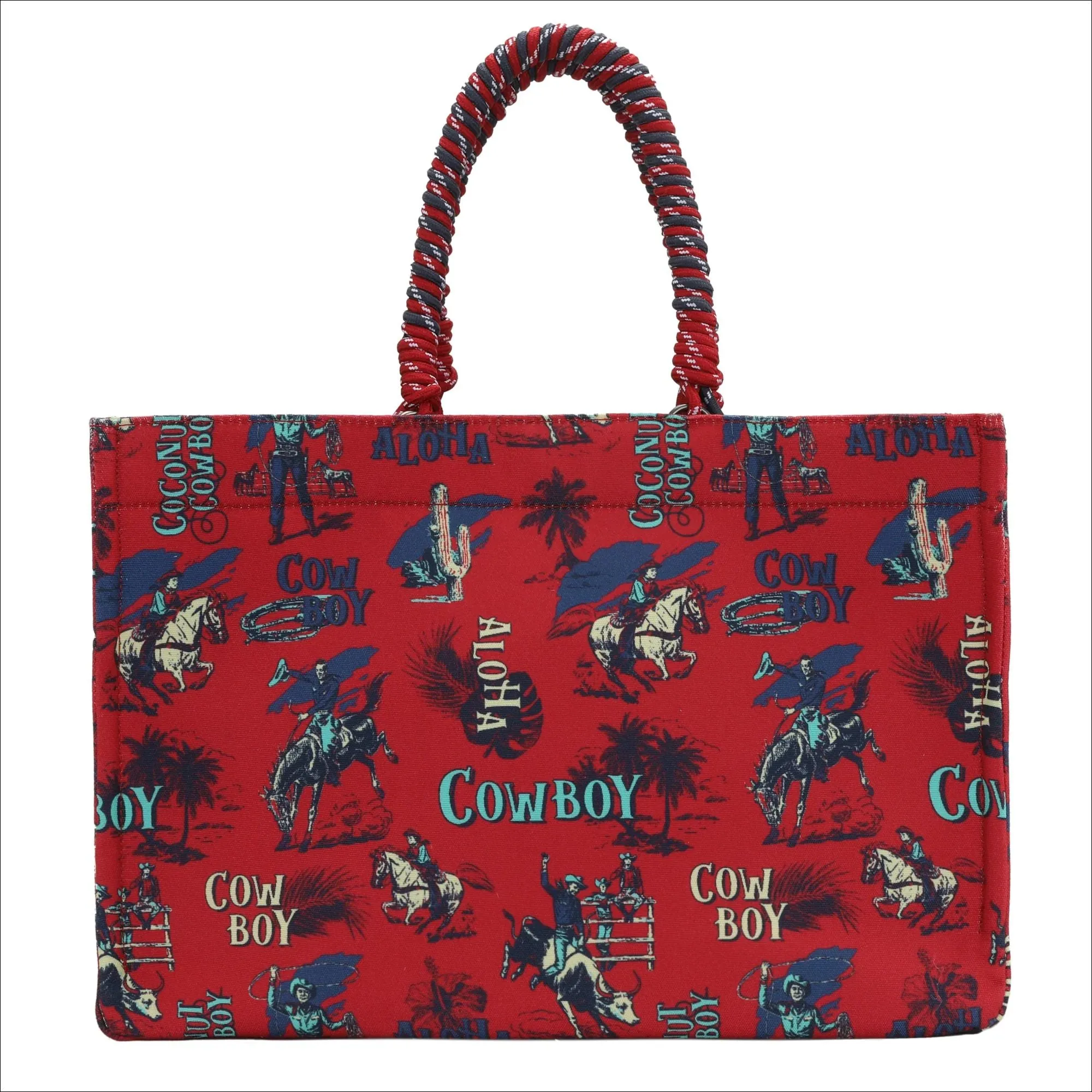 Wrangler COWBOY Dual Sided Print Canvas Wide Tote - Red
