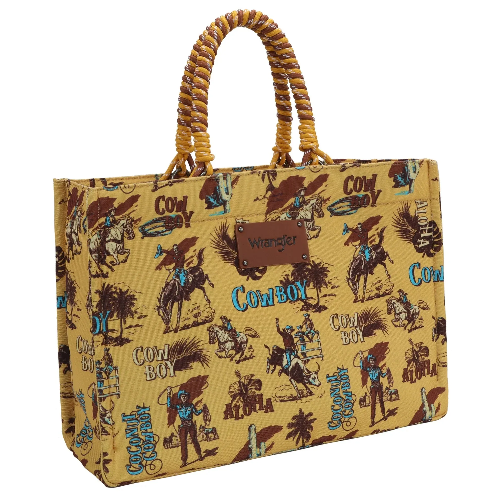Wrangler COWBOY Dual Sided Print Canvas Wide Tote