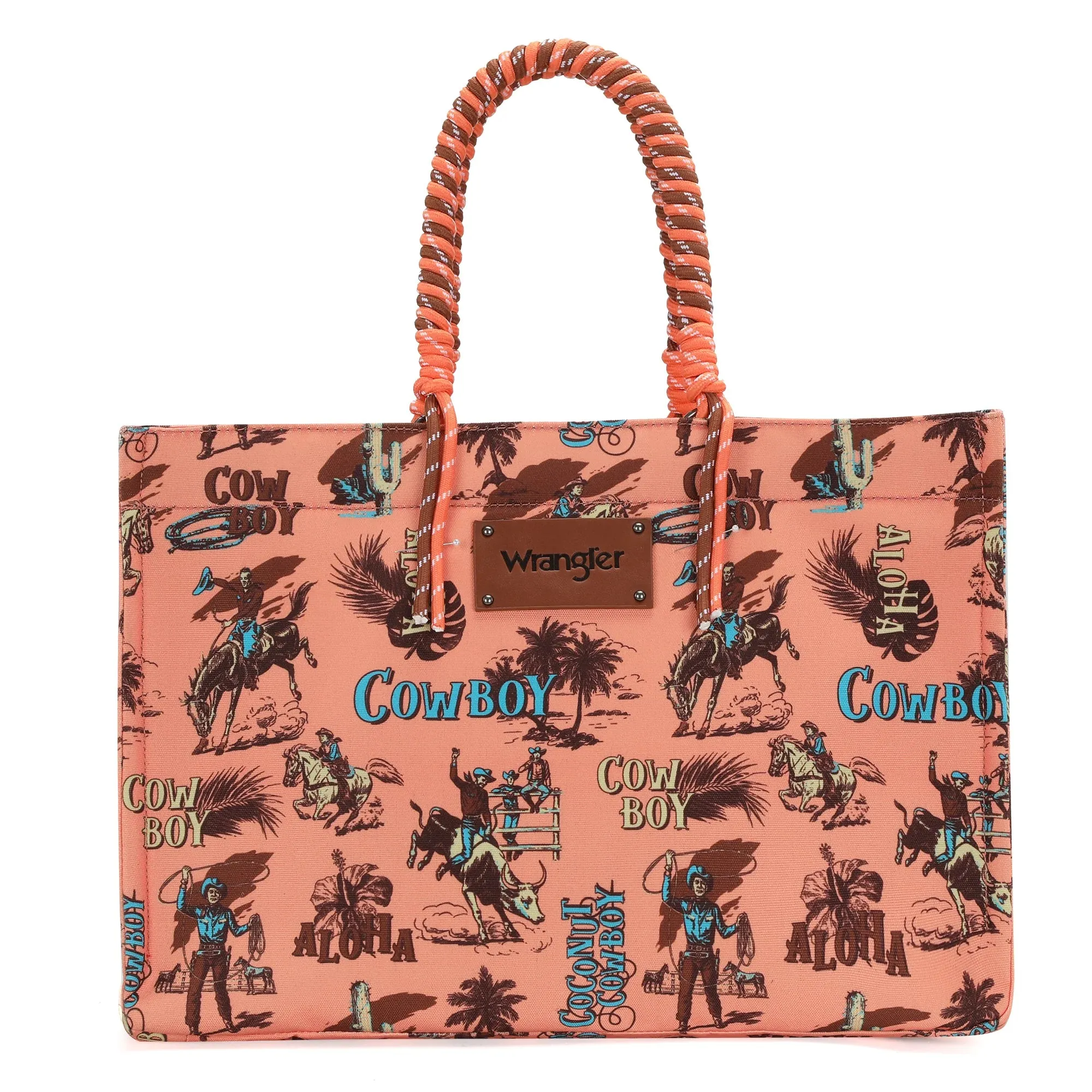 Wrangler COWBOY Dual Sided Print Canvas Wide Tote