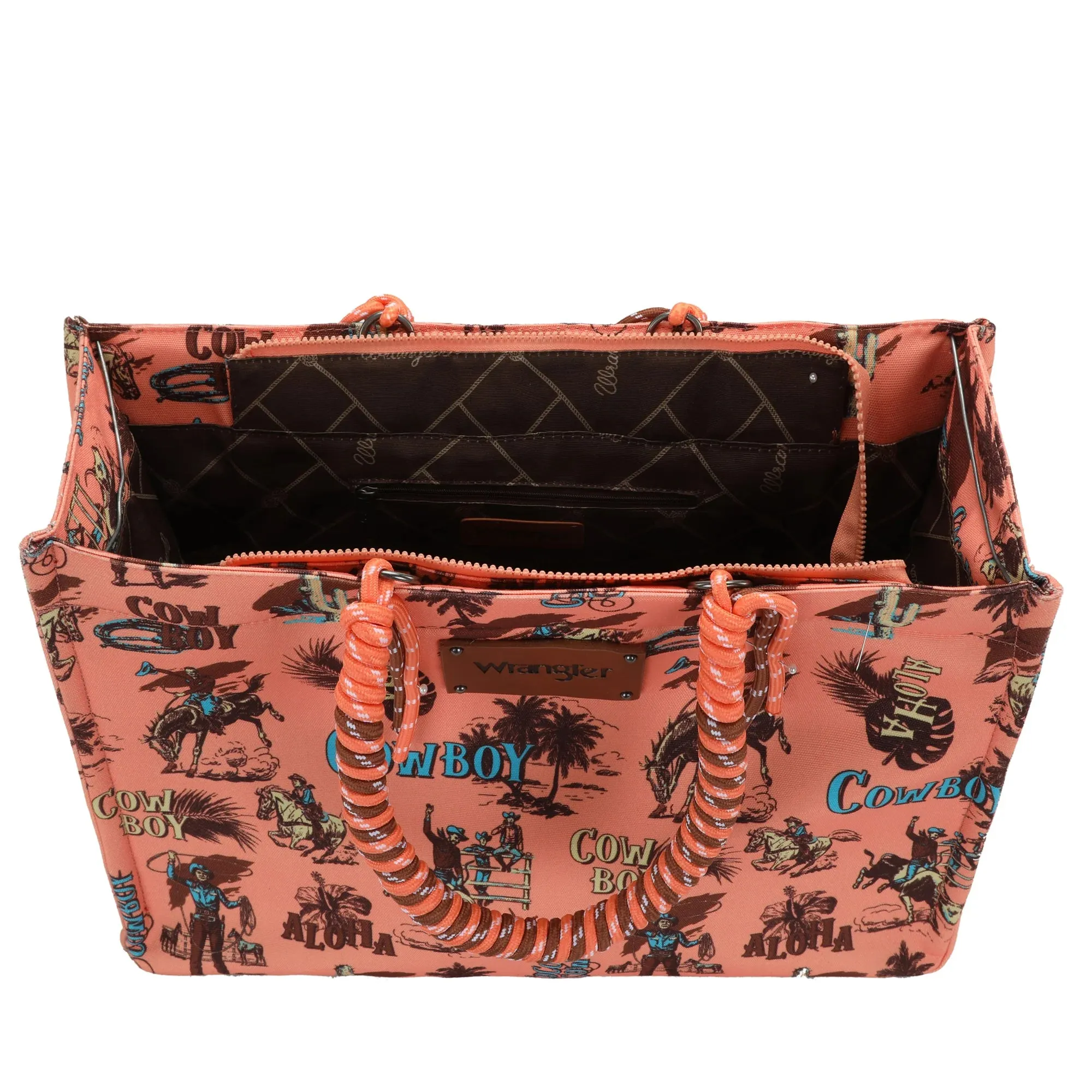 Wrangler COWBOY Dual Sided Print Canvas Wide Tote