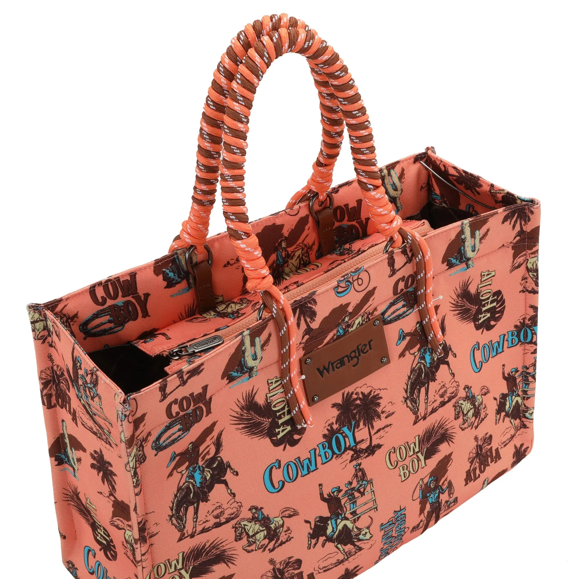 Wrangler COWBOY Dual Sided Print Canvas Wide Tote