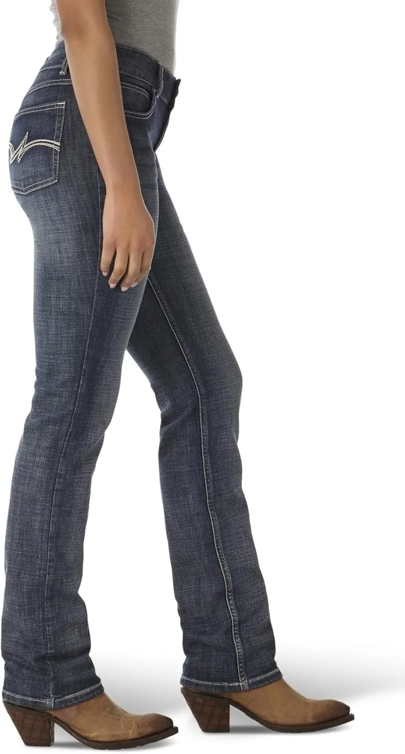 Wrangler Women's Western Mid Rise Stretch Straight Leg Jeans