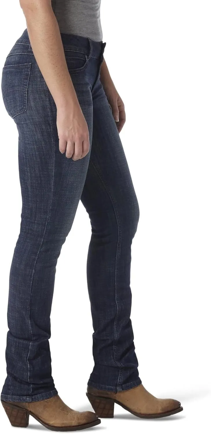 Wrangler Women's Western Mid Rise Stretch Straight Leg Jeans