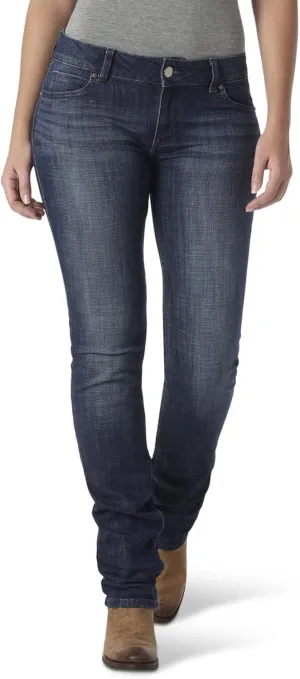Wrangler Women's Western Mid Rise Stretch Straight Leg Jeans
