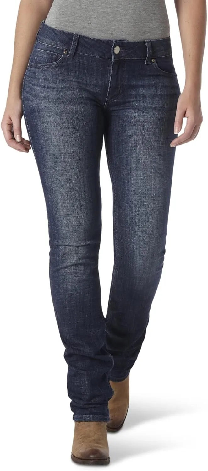 Wrangler Women's Western Mid Rise Stretch Straight Leg Jeans