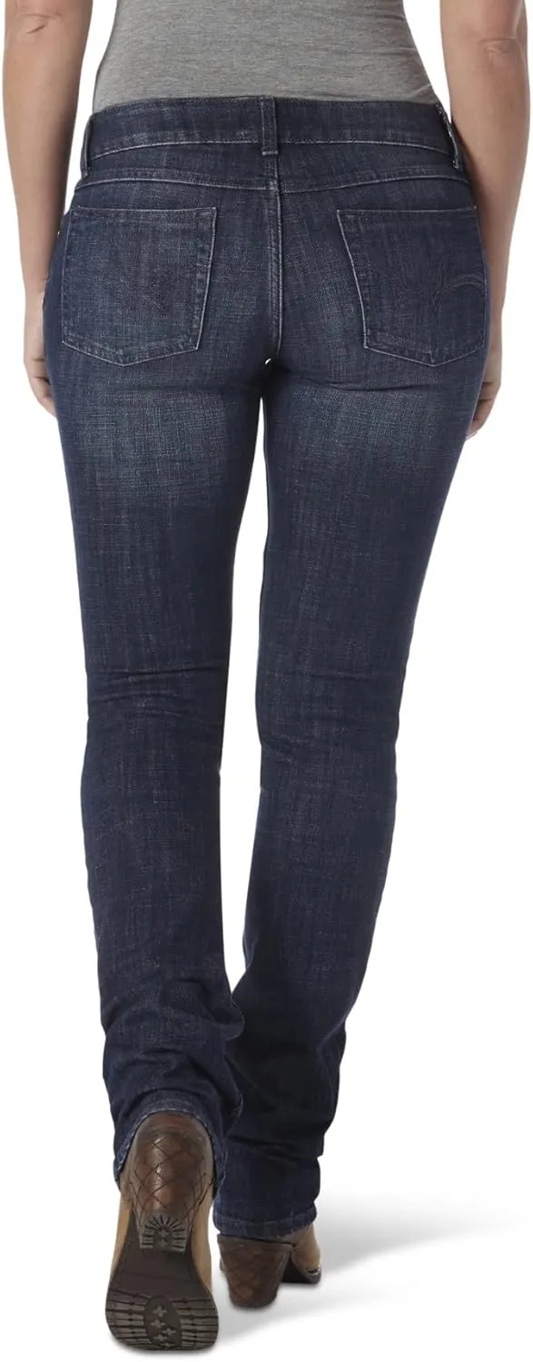 Wrangler Women's Western Mid Rise Stretch Straight Leg Jeans